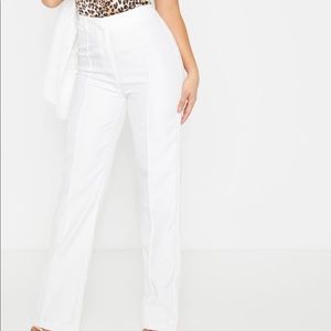 Petite straight leg white pants